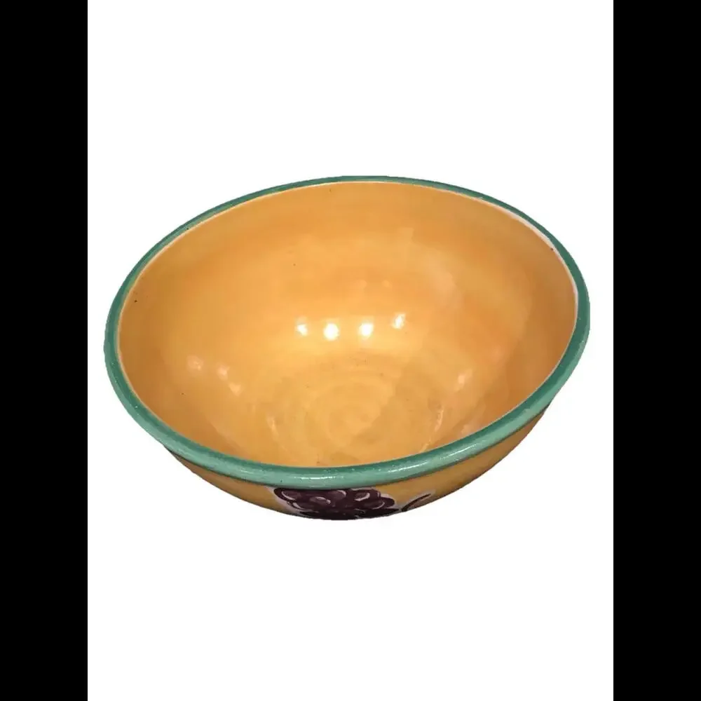 🍽️Large Hand Painted Bowl - Yellow With grapes